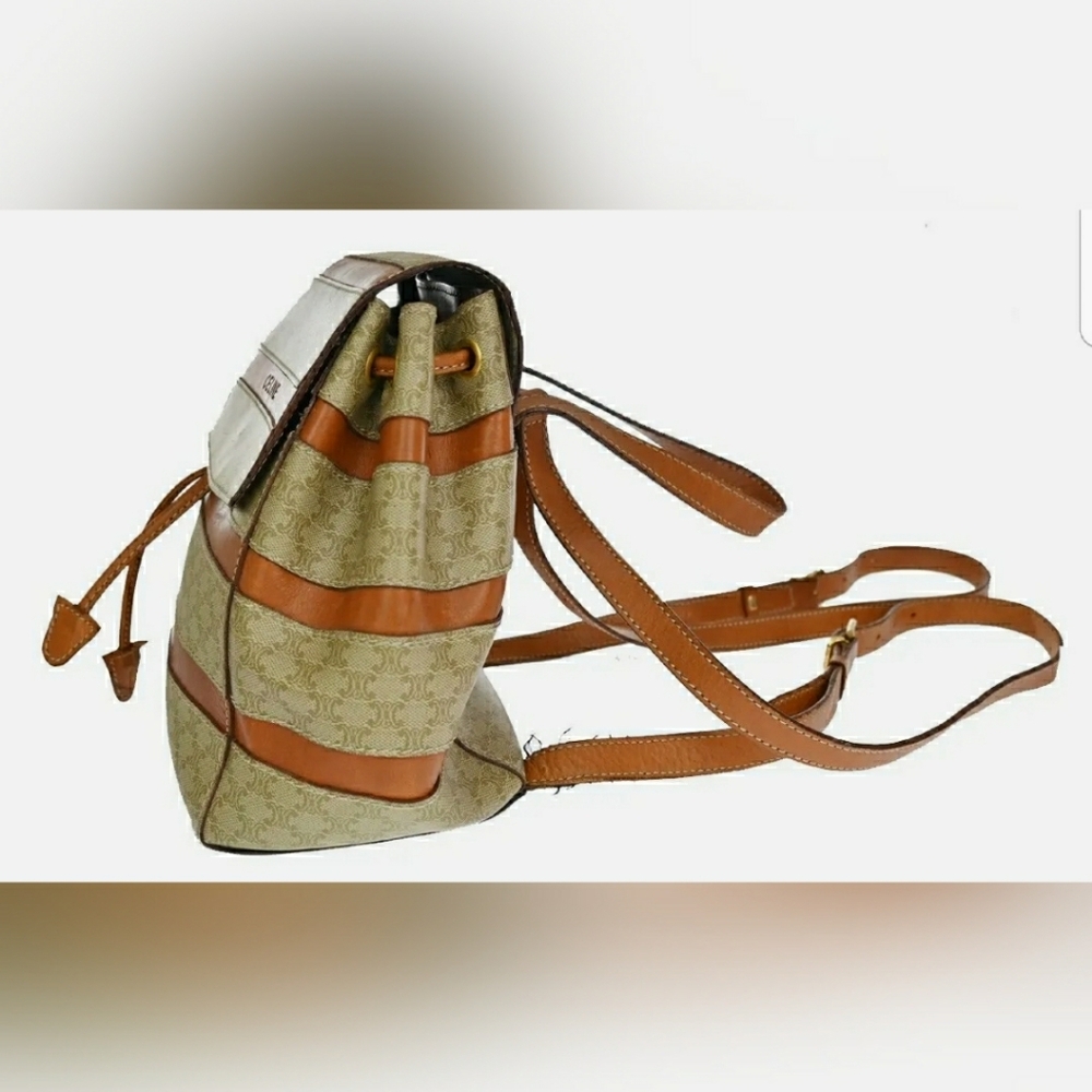 Celine Logo Macadam Pattern Mini Backpack Bag Pv - image 2